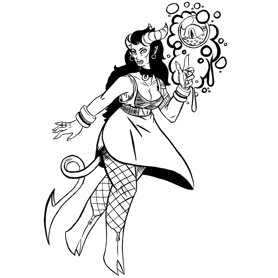 Roísín, Tiefling Sorceror Tabletop Character Commissions
